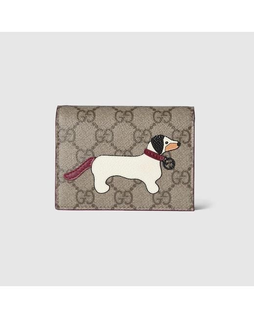 Gucci Gg Small Wallet With Dog Detail in Metallic | Lyst