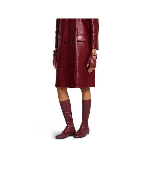 Gucci 〔ヨルダーン〕ウィメンズ ブーツ, ボルドー, レザー Red