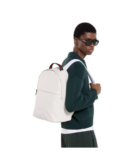 Gucci White Medium Gg Backpack for men