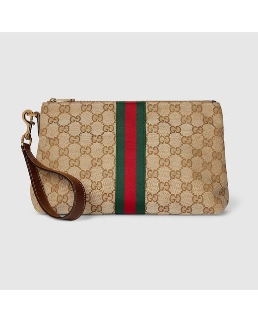 Gucci Natural Medium Gg Pouch, Gg Canvas for men
