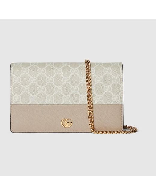 Gucci Natural Gg Marmont Brieftasche Mit Kettenriemen