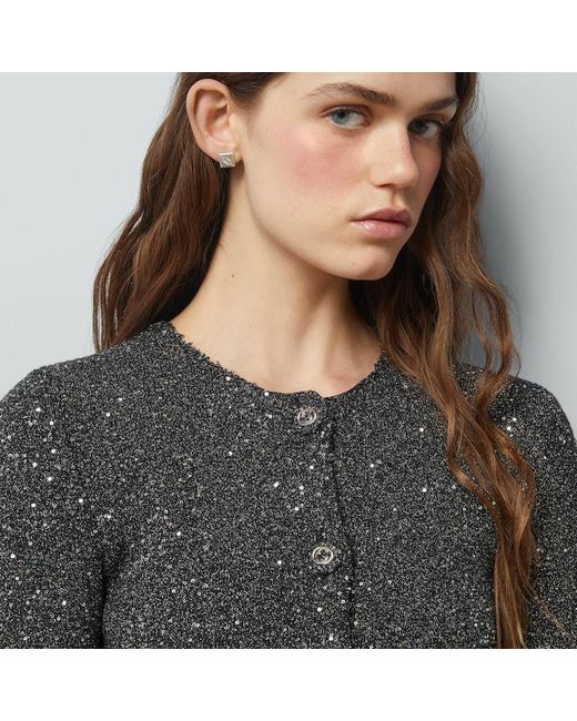 Gucci Gray Viscose Knit Cardigan With Sequins