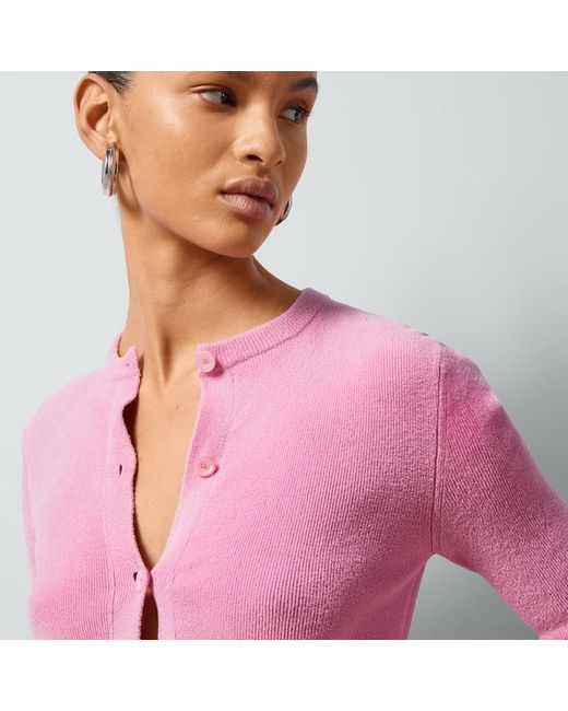 Gucci Pink Viscose Cardigan With Crystal G