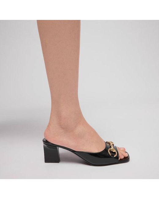 Gucci Black Signora Slide Sandal, Leather