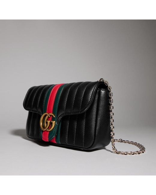 Gucci Black Gg Marmont Small Shoulder Bag