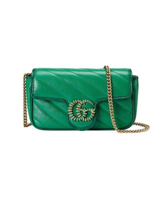 Gucci Green GG Marmont Super Mini Tasche