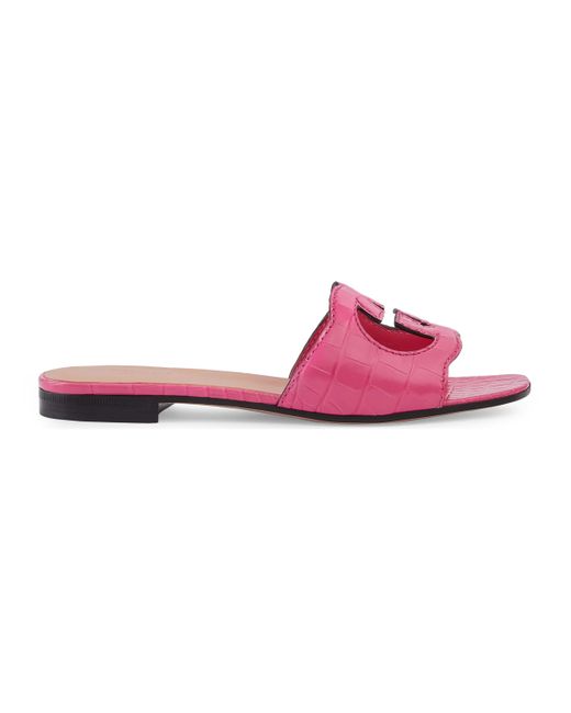 Gucci Crocodile Cut-out Sandal in Pink | Lyst