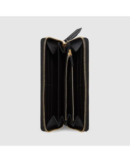 Portafoglio Gg Marmont Bicolore Con Cerniera di Gucci in Black