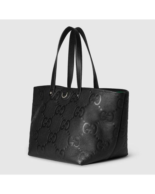 メンズ Gucci ジャンボ Gg ミディアム トートバッグ, ブラック, レザー Black