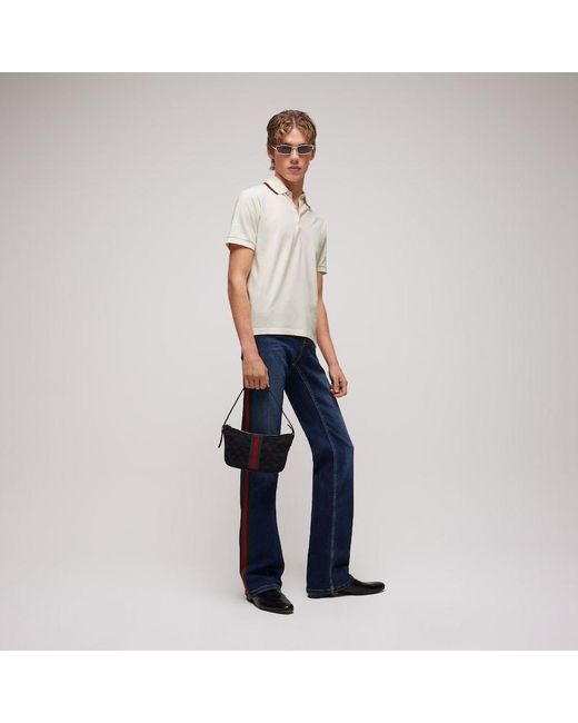 Gucci White Cotton Jersey Piquet Polo Shirt for men