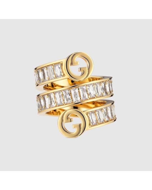 Gucci Metallic Blondie Crystal Spiral Ring