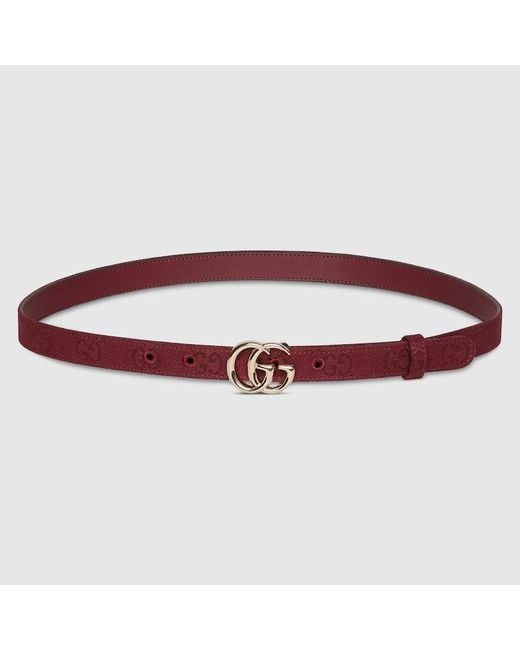 Gucci Red Gg Marmont Thin Belt, Size 100