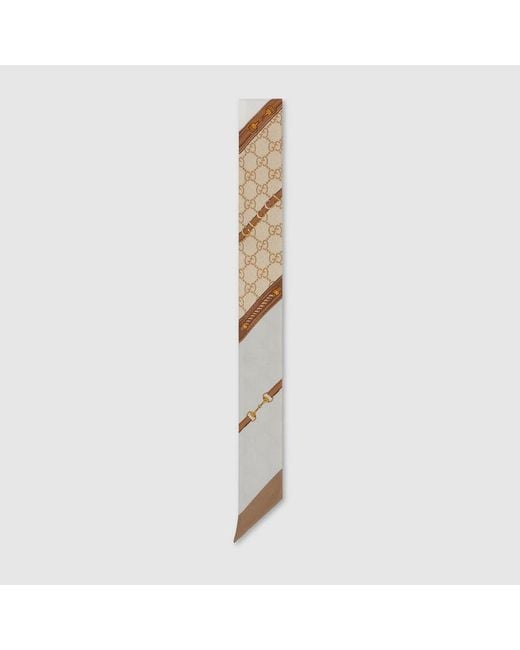 Gucci White Printed Silk Ribbon