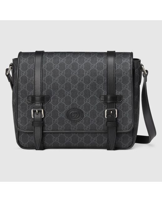 Gucci Black GG Messenger Bag for men