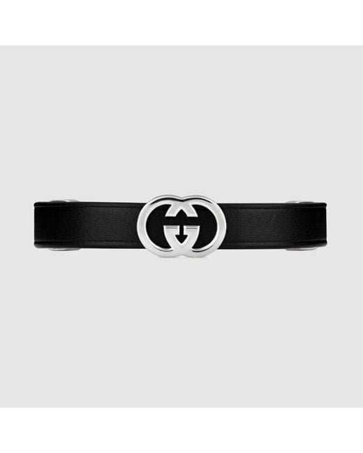 Bracelet Interlocking En Cuir Gucci en coloris Brown