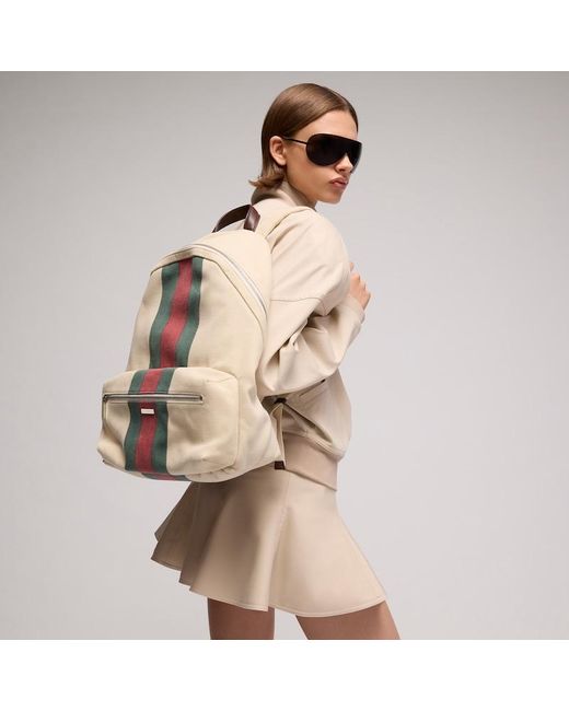 Gucci White Positano Large Backpack, Fabric for men