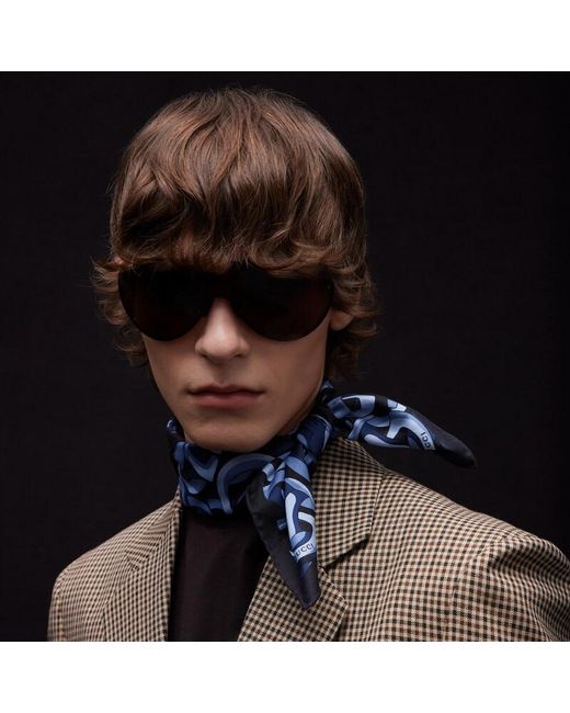 Gucci Blue Printed Silk Pocket Square for men