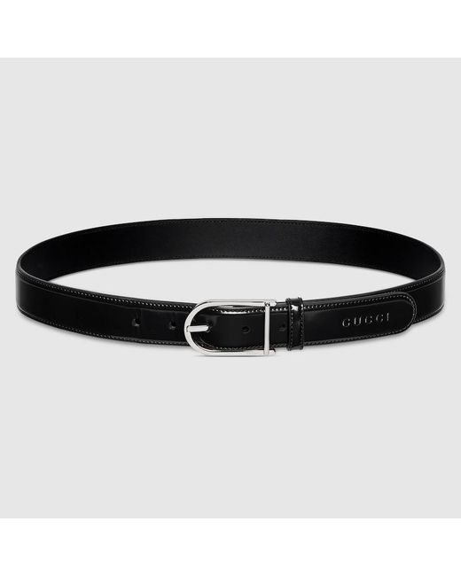 Gucci Black Belt With Rounded Buckle, Size 95, Leather for men