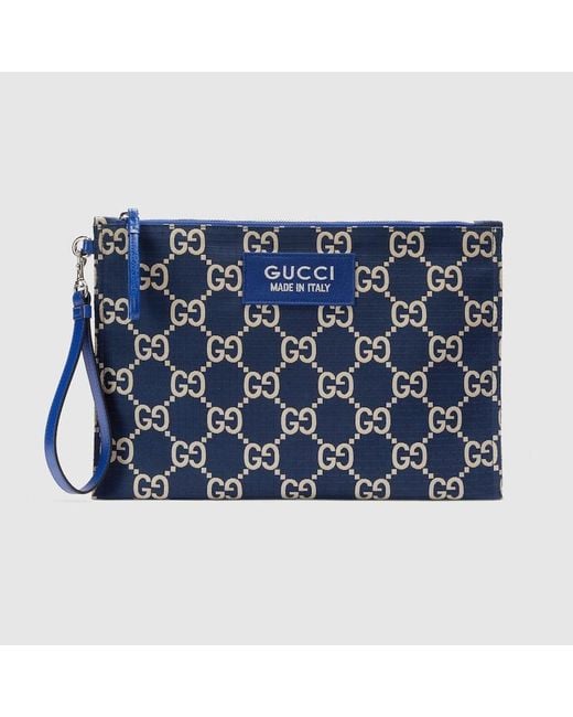 Pouch In Poliestere Riciclato GG di Gucci in Blue da Uomo