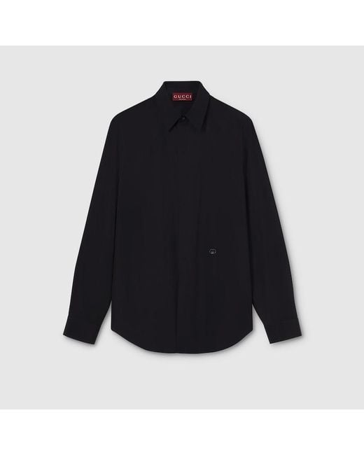 Gucci Blue Piece Dyed Poplin Shirt for men