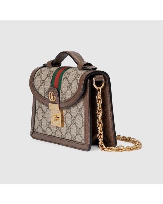 Gucci 〔オフィディア〕ミニ トップハンドルバッグ, ベージュ, Ggキャンバス Metallic
