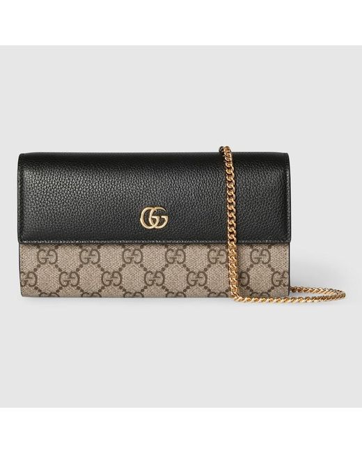 Gucci Black Gg Marmont Bi-Color Continental Wallet, Gg Canvas
