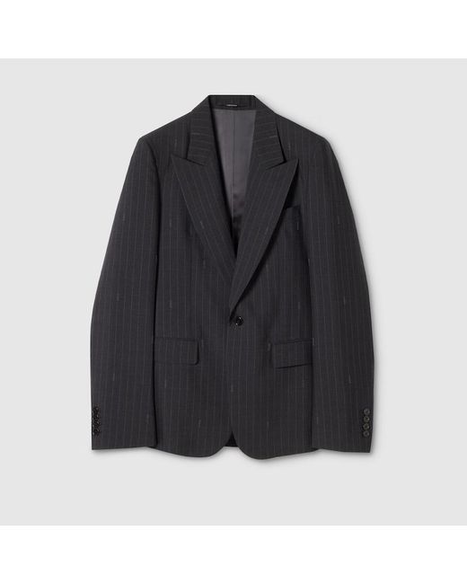 Gucci Black Pinstripe Wool Jacket for men