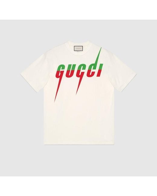 Gucci Natural Brand-print Short-sleeved Cotton-jersey T-shirt for men