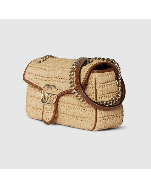 Gucci Metallic Gg Marmont Woven Medium Shoulder Bag