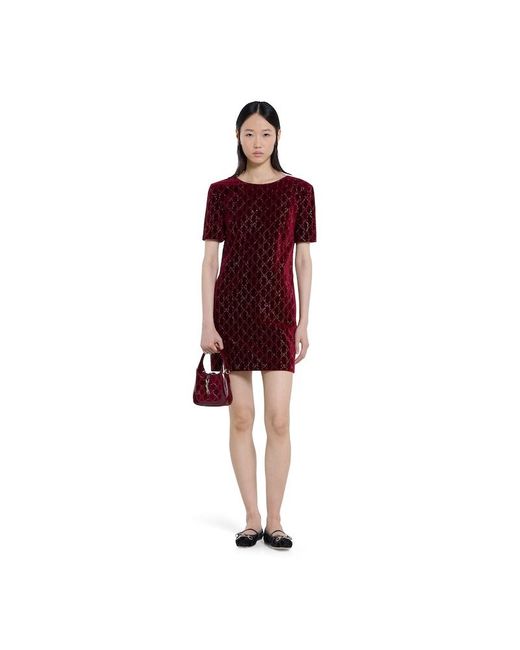 Gucci Embroidered Cotton Velvet Dress