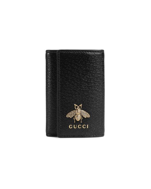 Gucci Black Bee Detail Leather Key Case for men
