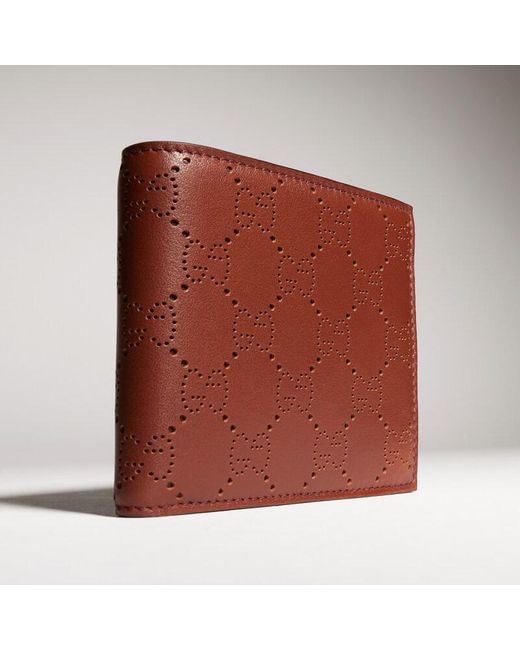Gucci Red Aria Bi-Fold Wallet, Leather for men