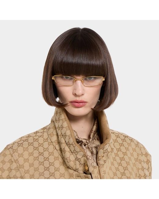 Gucci Metallic Rectangular Optical Frame