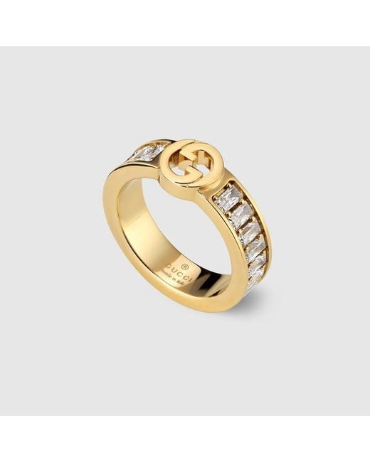 Gucci Metallic Blondie Wide Crystal Ring
