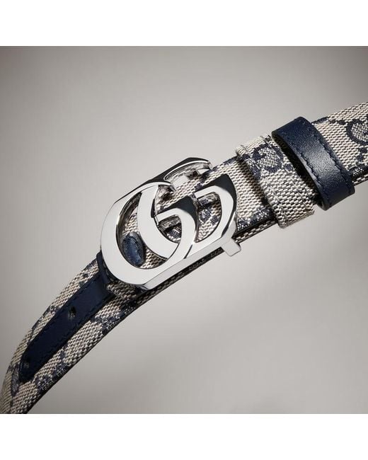 Gucci Blue Cut Gg Marmont Reversible Belt, Size 100