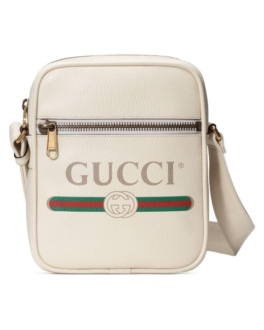 Gucci White Print Messenger Bag for men