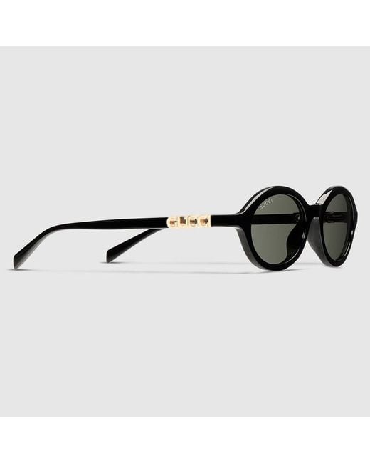 Gucci Black Round Frame Sunglasses