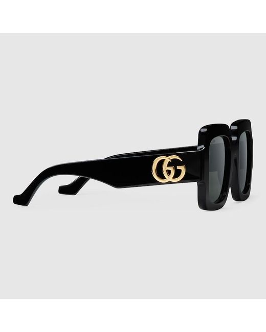 Gucci Black Square-frame Double G Sunglasses