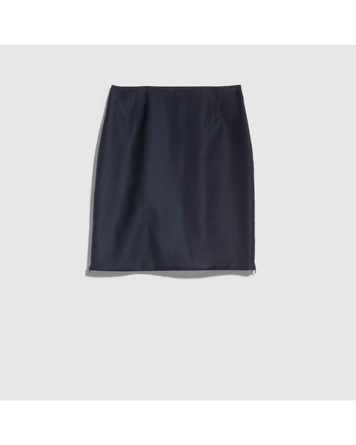 Gucci Blue Light Wool Mini Skirt, Size 44 It, Ready-To-Wear