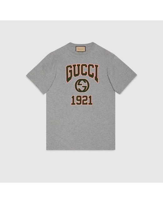 Camiseta Estampada de Punto de Algodón Gucci de hombre de color Gray