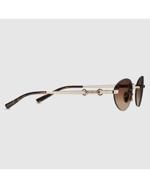 Gucci Brown Frameless Oval Sunglasses