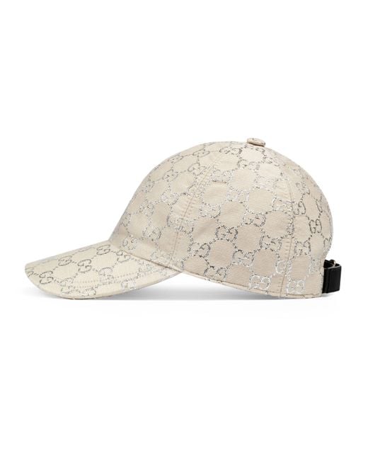 Gucci Gg Lame Baseball Hat In White Black White Save 39 Lyst