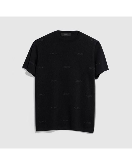 Gucci Black Wool Silk Jacquard T-Shirt, Size L, Ready-To-Wear for men