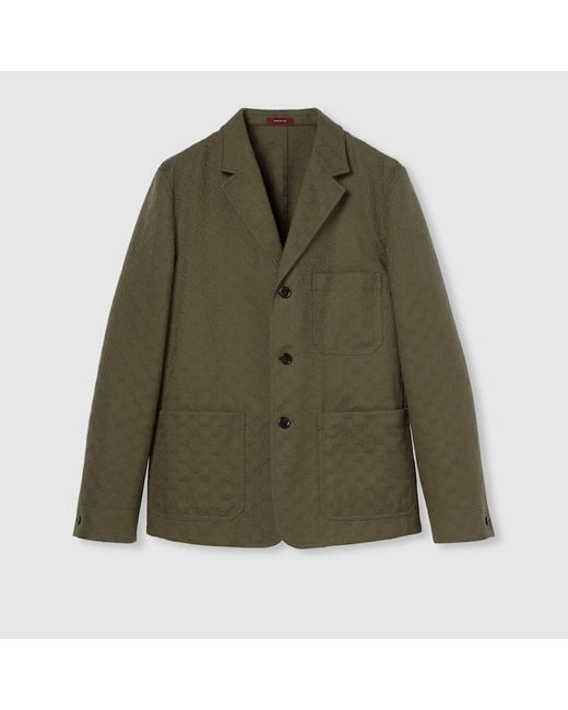 Gucci Green Cotton Blend Gg Canvas Jacket for men