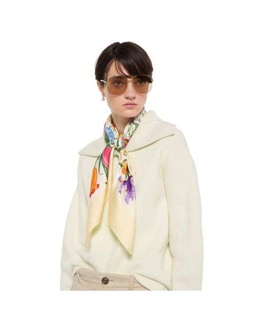 Gucci Yellow Printed Silk Twill Carré