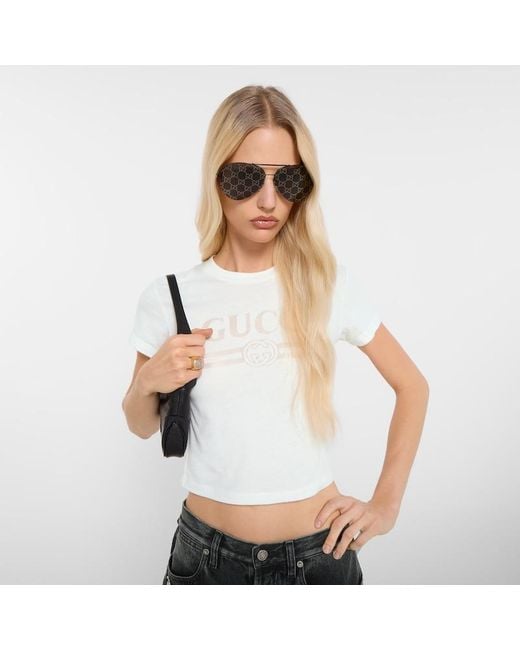 Gucci White Cotton Jersey T-Shirt With Devoré Detail