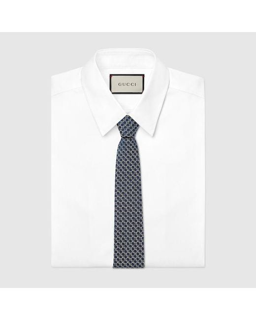 Gucci Gray Horsebit Silk Jacquard Tie for men