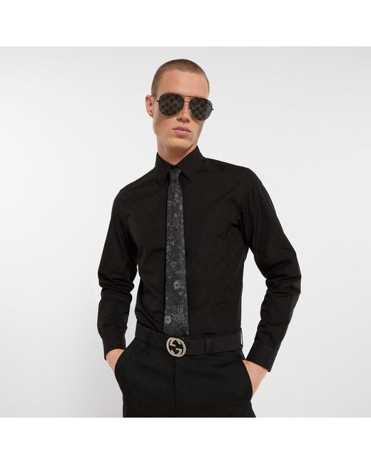 Gucci Black Printed Silk Tie for men