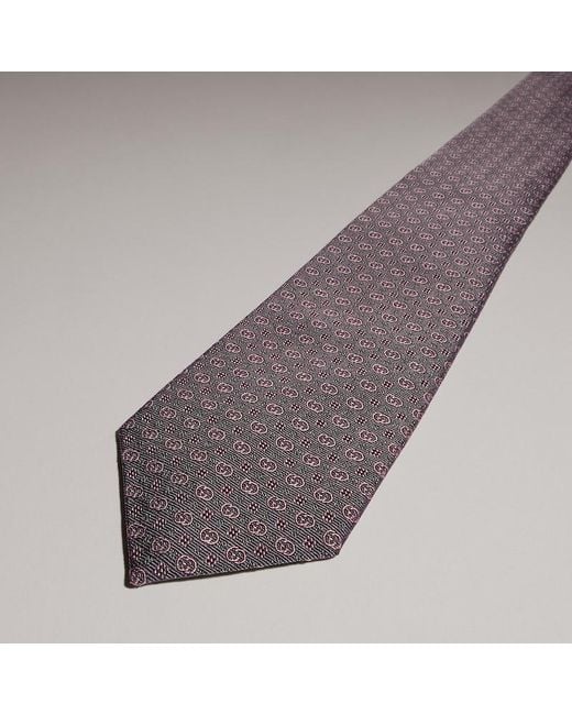Gucci Gray Interlocking G Silk Jacquard Tie for men