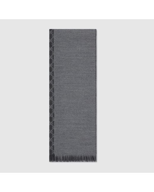 Gucci Gray Gg Wool Jacquard Scarf for men